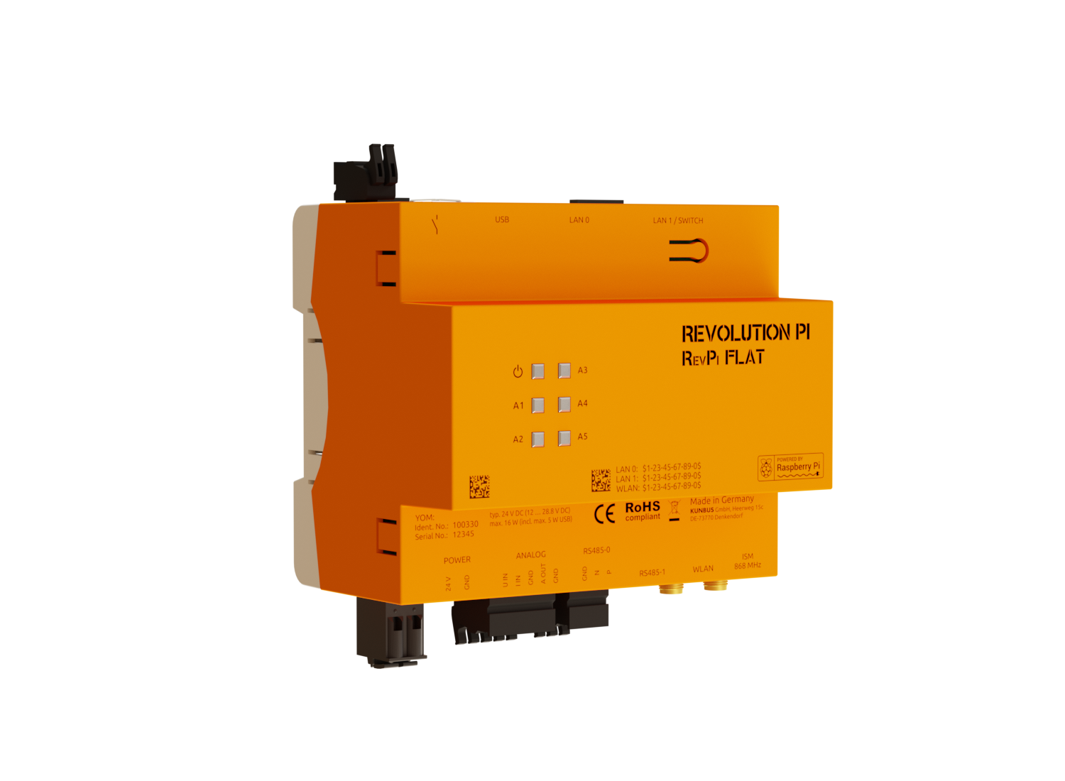 KUNBUS KU-PR100330 RevPi Flat 02 PR100330 front and left side view