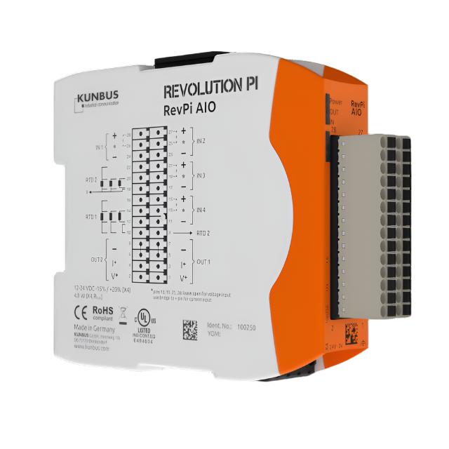 Kunbus KU-PR100250 RevPi Analog-IO Module front and right side view 2