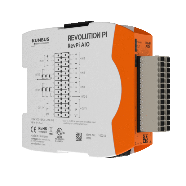 Kunbus KU-PR100250 RevPi Analog-IO Module rotating view gif