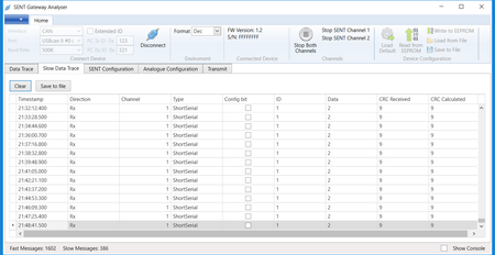 MACH SYSTEMS MA-SENT-can computer data screen: slow data trace