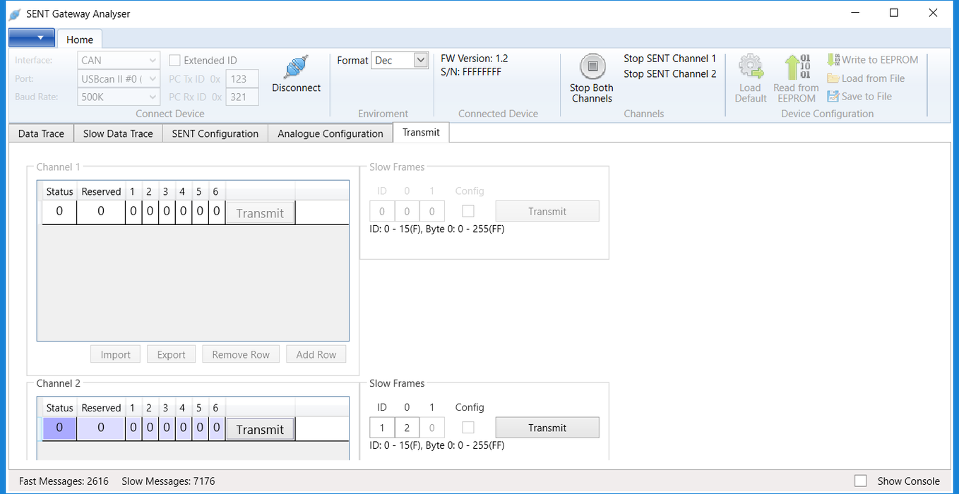 SAE J2716 (SENT) to RS232 Gateway — Phytools