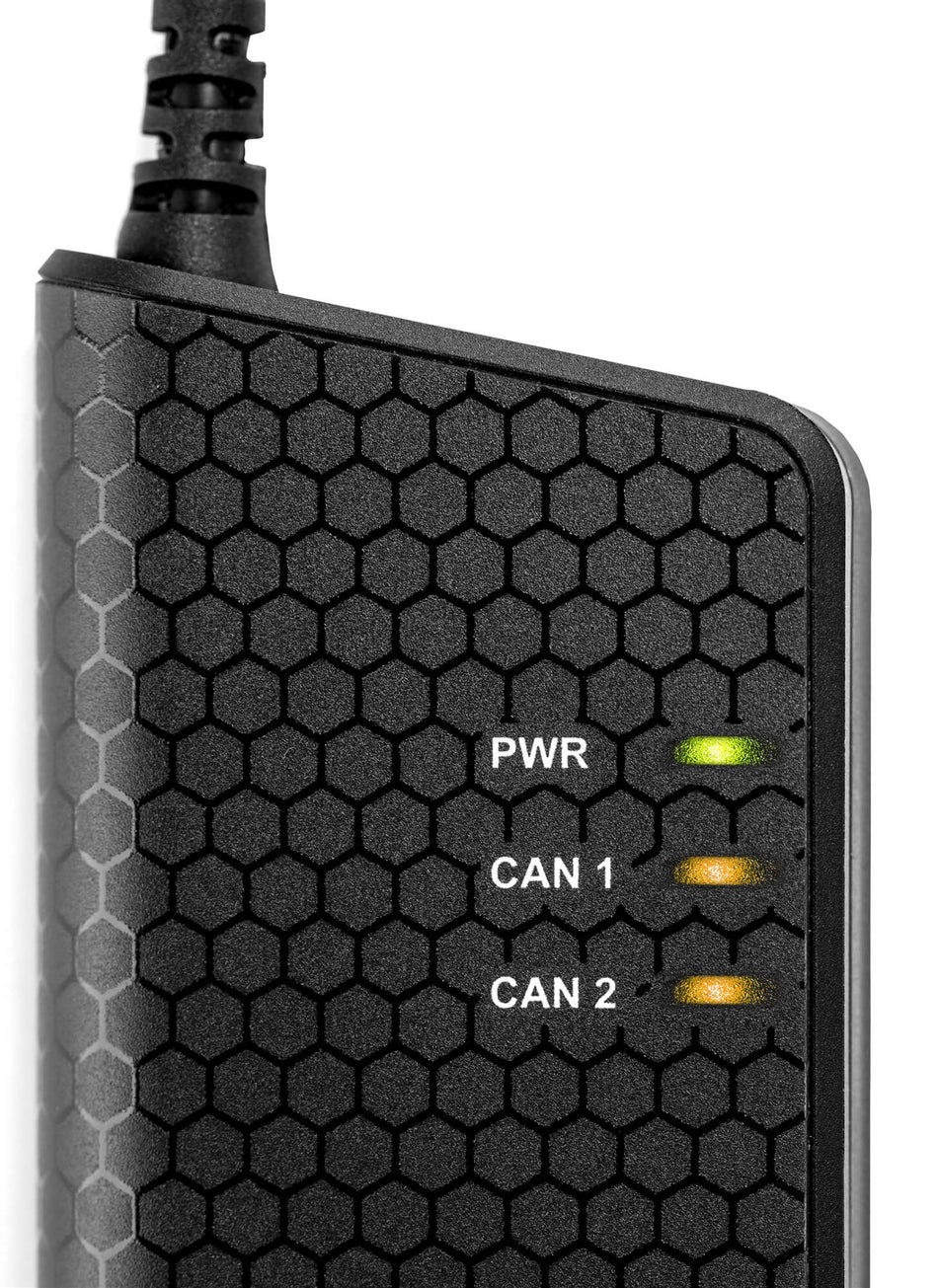 Kvaser KV-00752-9 USBcan Pro 2xHS v2 indicator with amber and green LED lights view