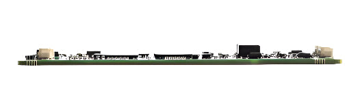 KV-00877-9 side view of bare circuit board version of Kvaser USBcan Pro dual channel CAN interface showing slim design of card