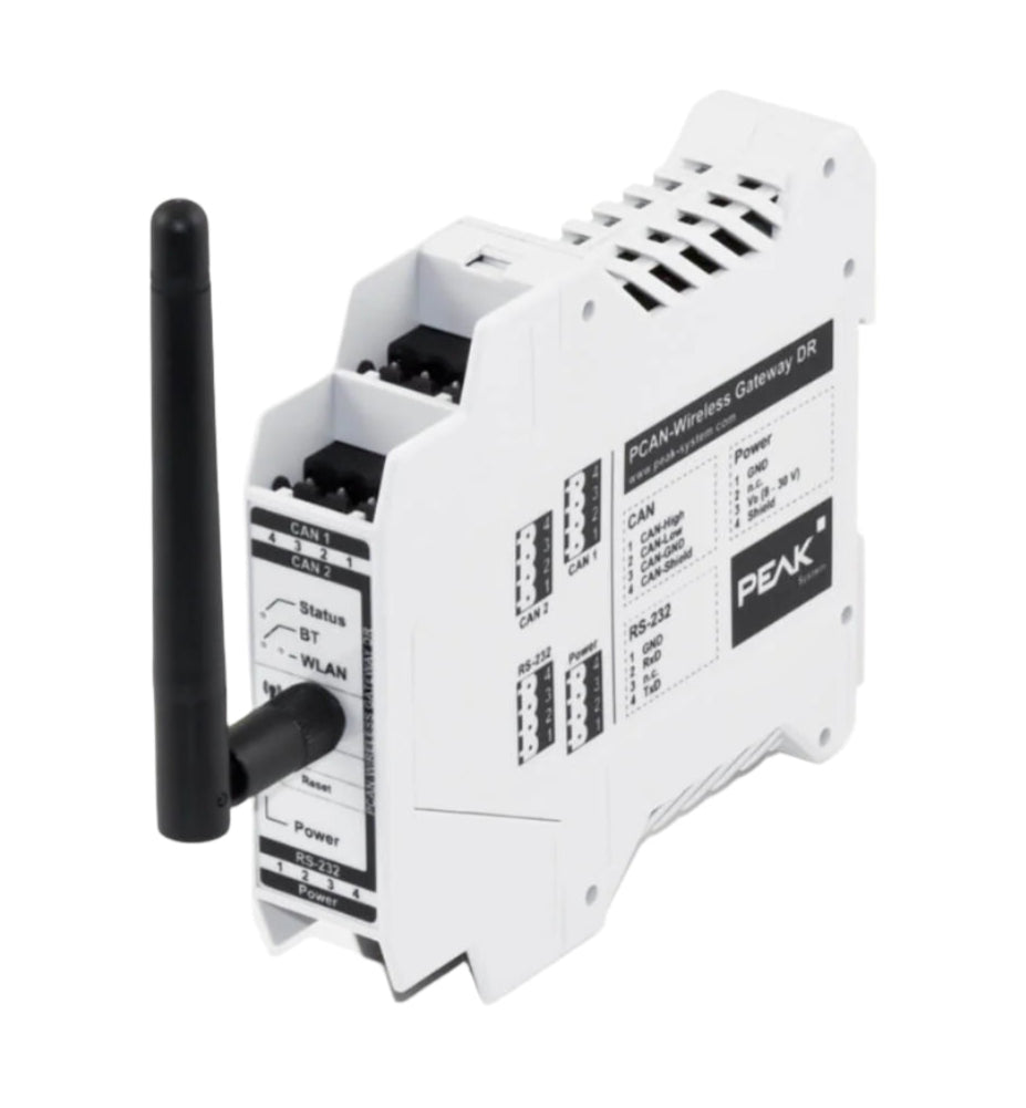 PEAK-System Technik PCAN-WLAN Gateway DR IPEH-004011 product shot with antenna 