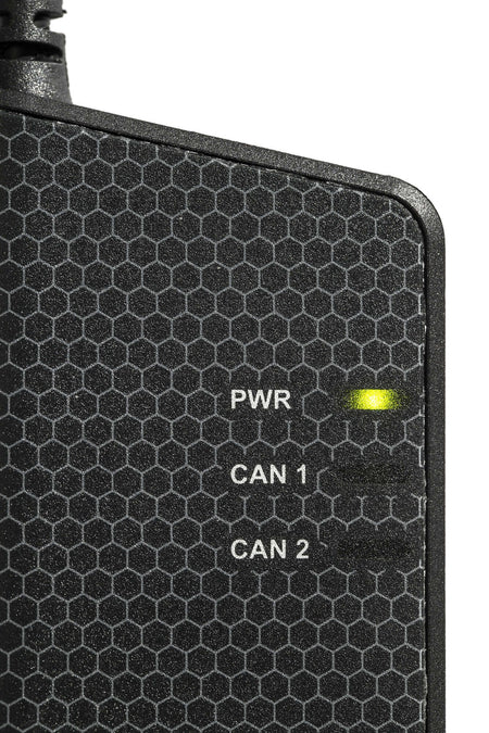 Kvaser KV-00714-7 USBcan Light 2xHS close up image of green LED indicator light