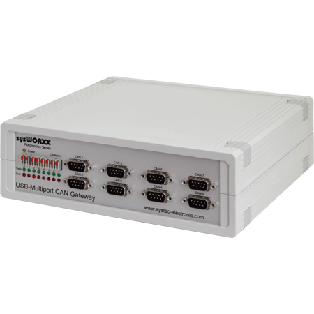 SYS-3204004 SYS TEC USB-CANmodul8 front and top USB multiport view