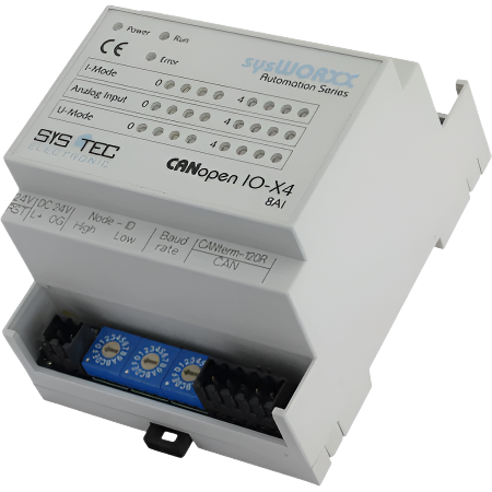 sysWORXX SYS-3001003 CANopen I/O-X4 front and side view