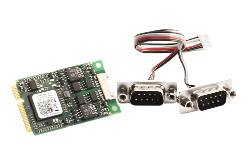 KVASER KV-01029-1 circuit bare board front view shown with two DSUB 9 cables