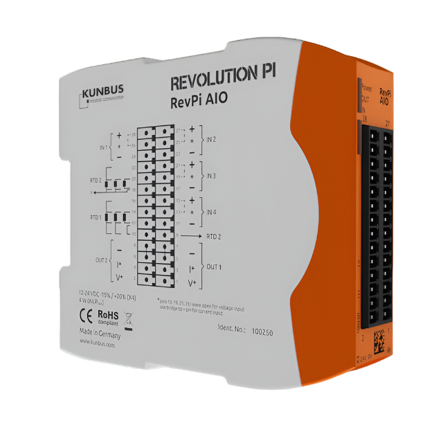 Kunbus KU-PR100250 RevPi Analog-IO Module front and right side view